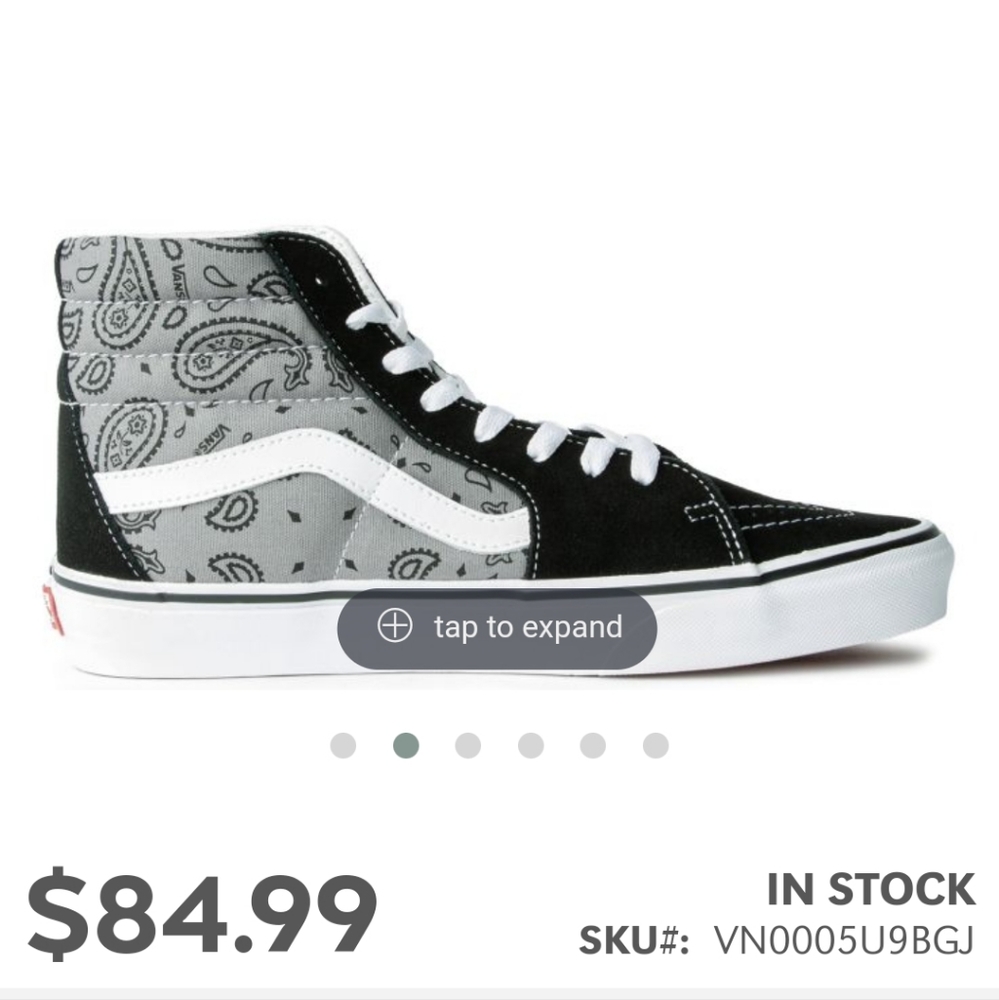 Vans Sk8-Hi Gray/True White With Black Suede M 7.5 W 9